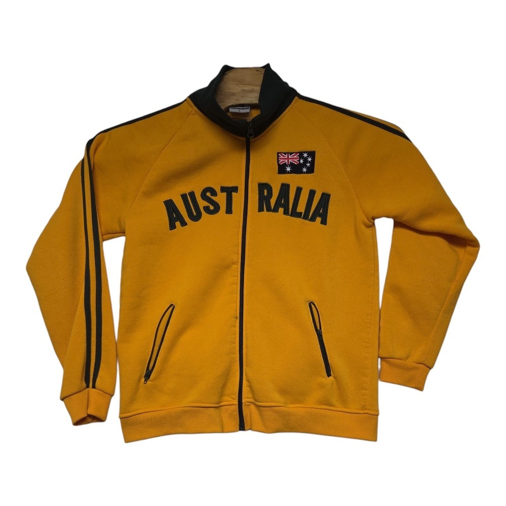 Australia Track Jacket Mens Large Yellow Green Full Zip Soccer Athletic Sportswr